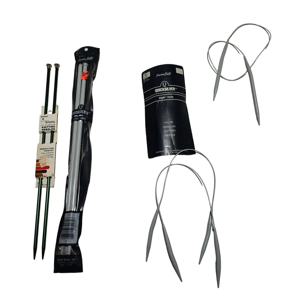 Lot of FIVE (5) Knitting Needles:  Susan Bates, Diana Circular and Straight